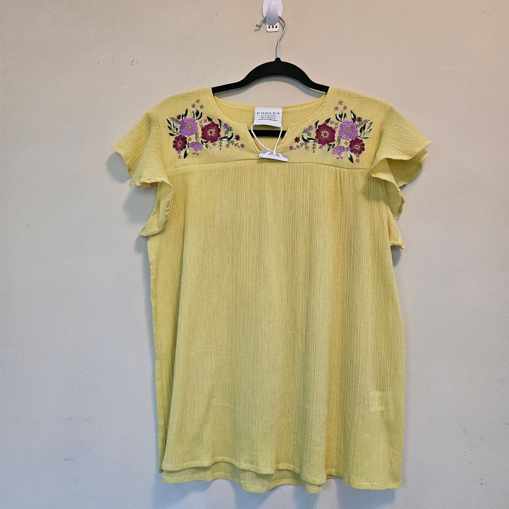 Bohera Top Blouse NWT Women's Sz L Designed in Italy Made in India Embroidery
